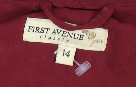 First Avenue Women's Red Hooded Parka Coat Size 14 Long Water Resistant
