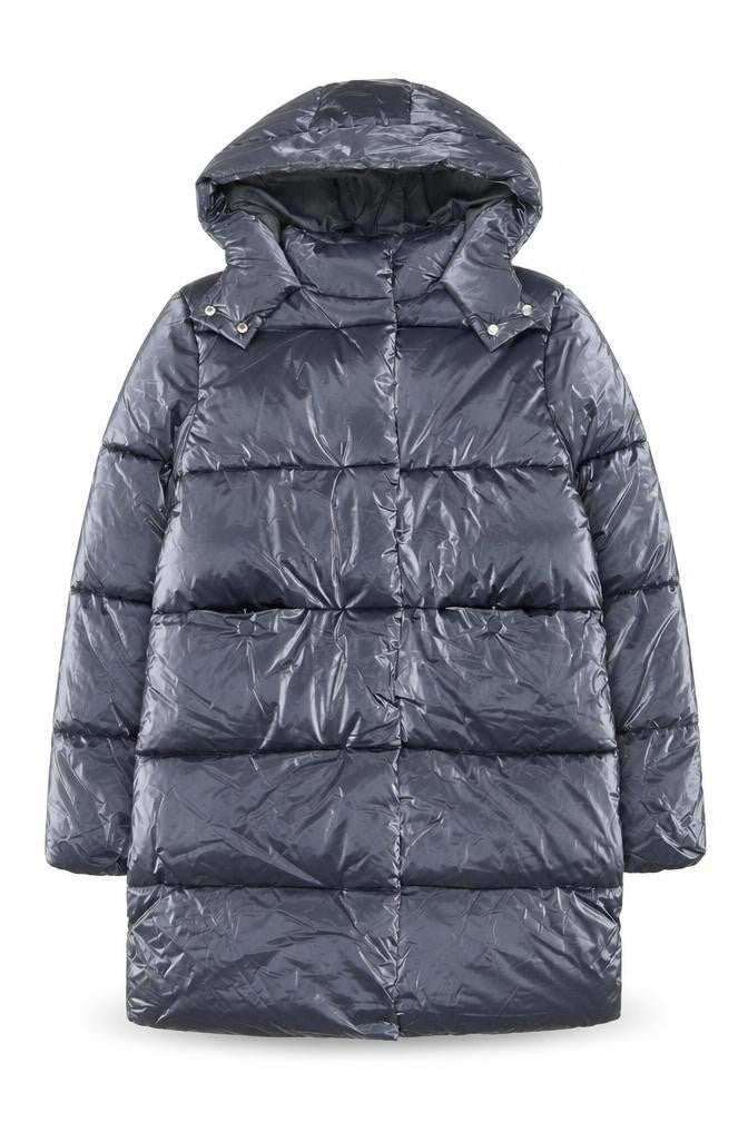 Marks & Spencer Girls Grey Long Hooded Puffer Coat Age 12-13 Years