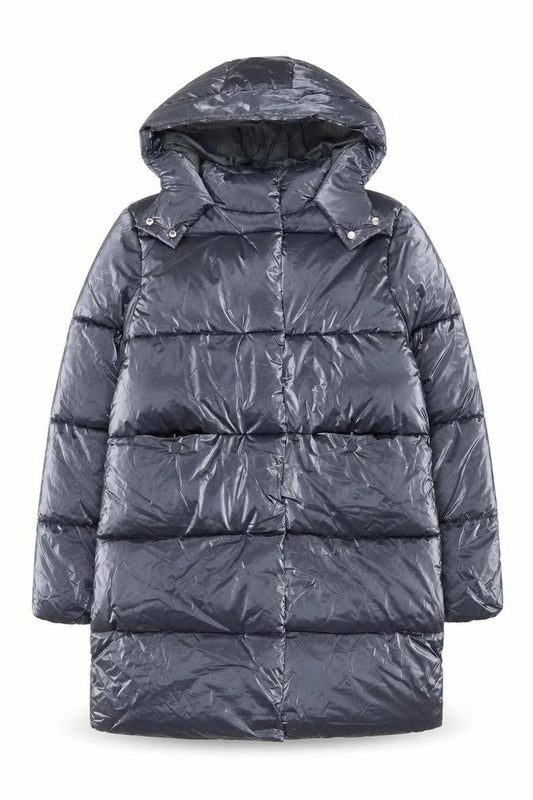 Marks & Spencer Girls Grey Long Hooded Puffer Coat Age 12-13 Years