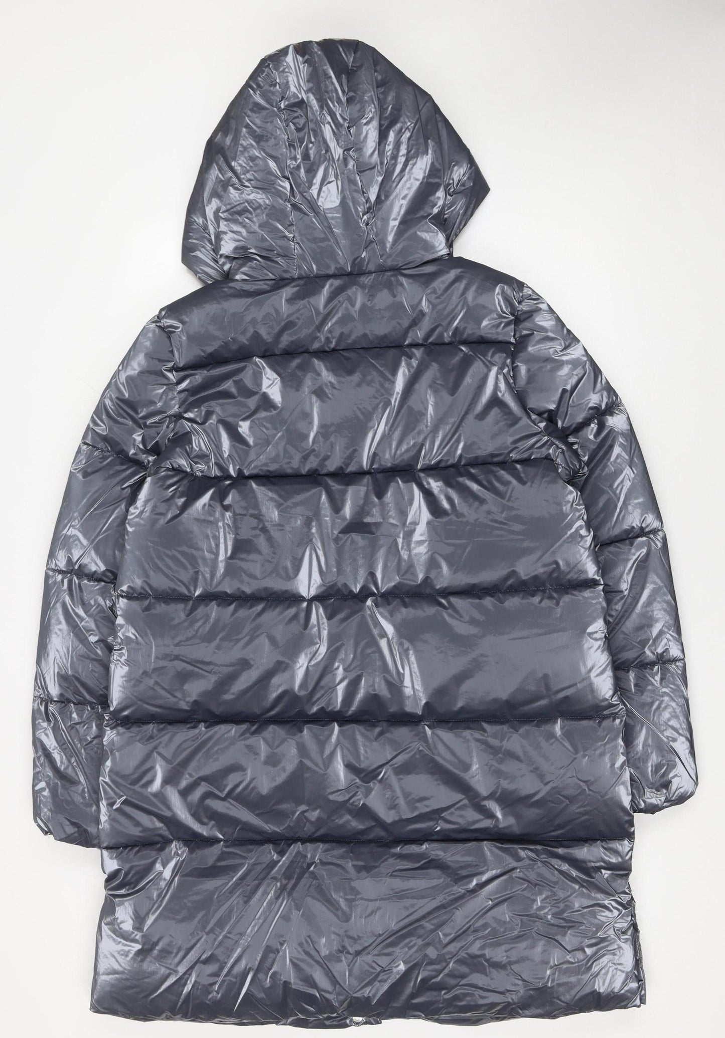 Marks and Spencer Girls Grey Long Hooded Puffer Coat Age 12-13 Years