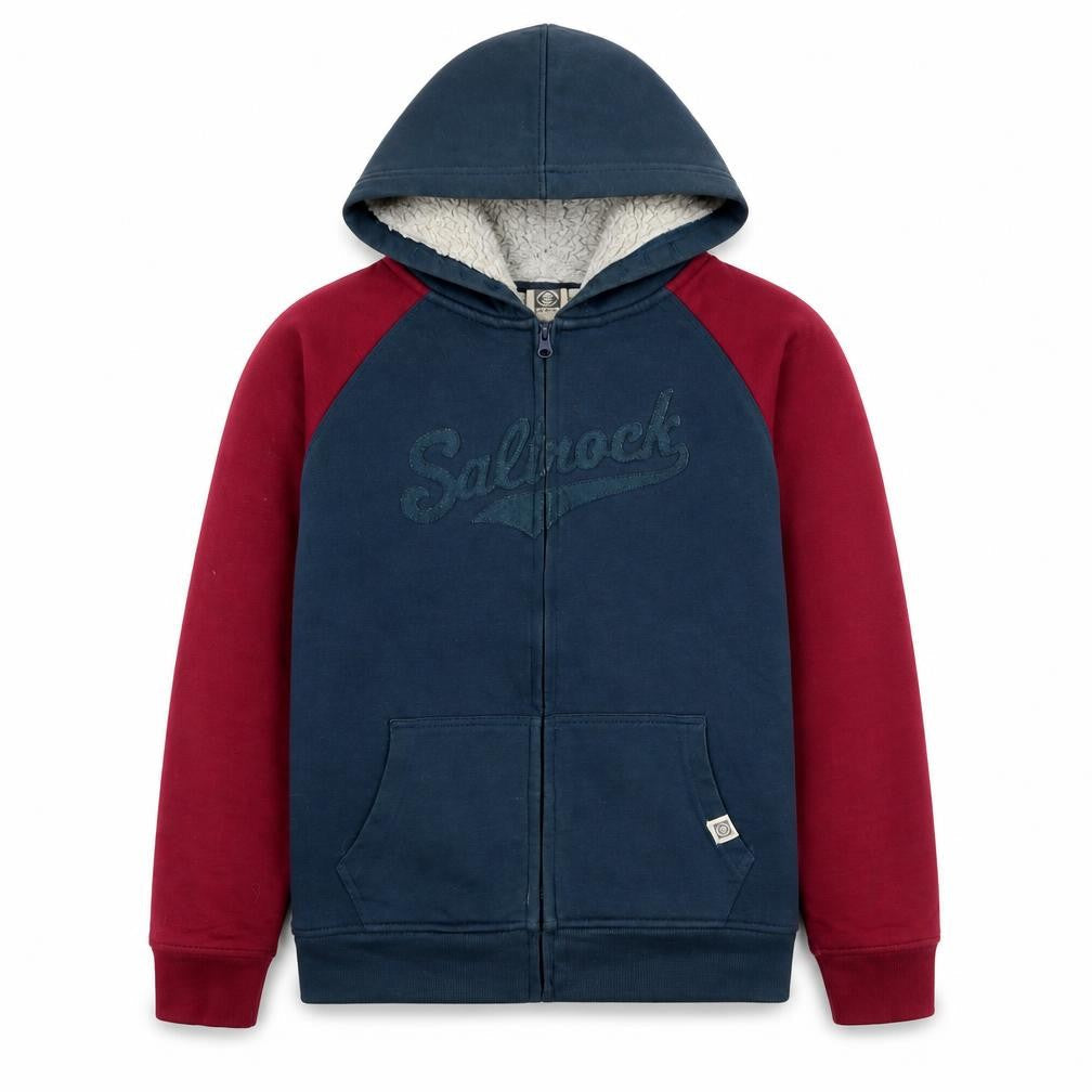 Saltrock Boys Blue & Red Fleece Lined Full Zip Hoodie 11-12 Years