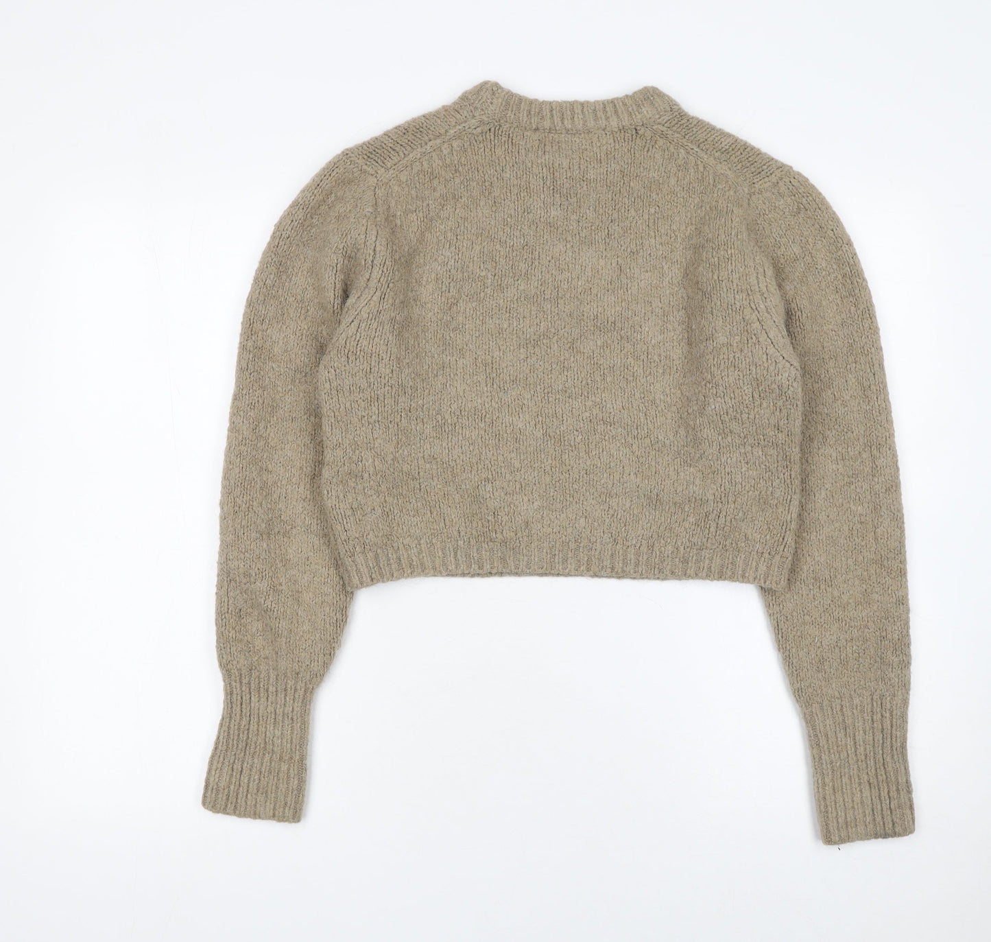 Zara Women Beige Crew Neck Alpaca Wool Blend Jumper Size S