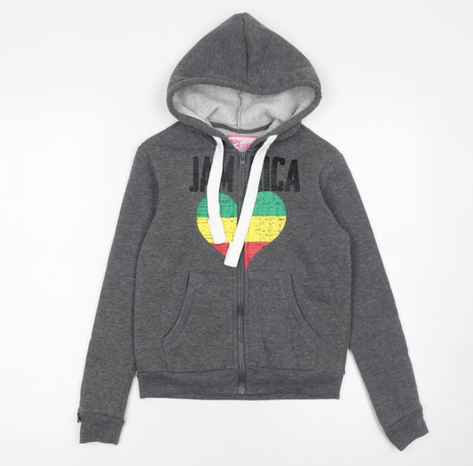 Sun Kissed Girls Grey Full Zip Hoodie Jamaica Heart Graphic 6-8 Years