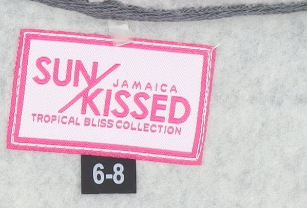 Sun Kissed Girls Grey Full Zip Hoodie Jamaica Heart Graphic 6-8 Years