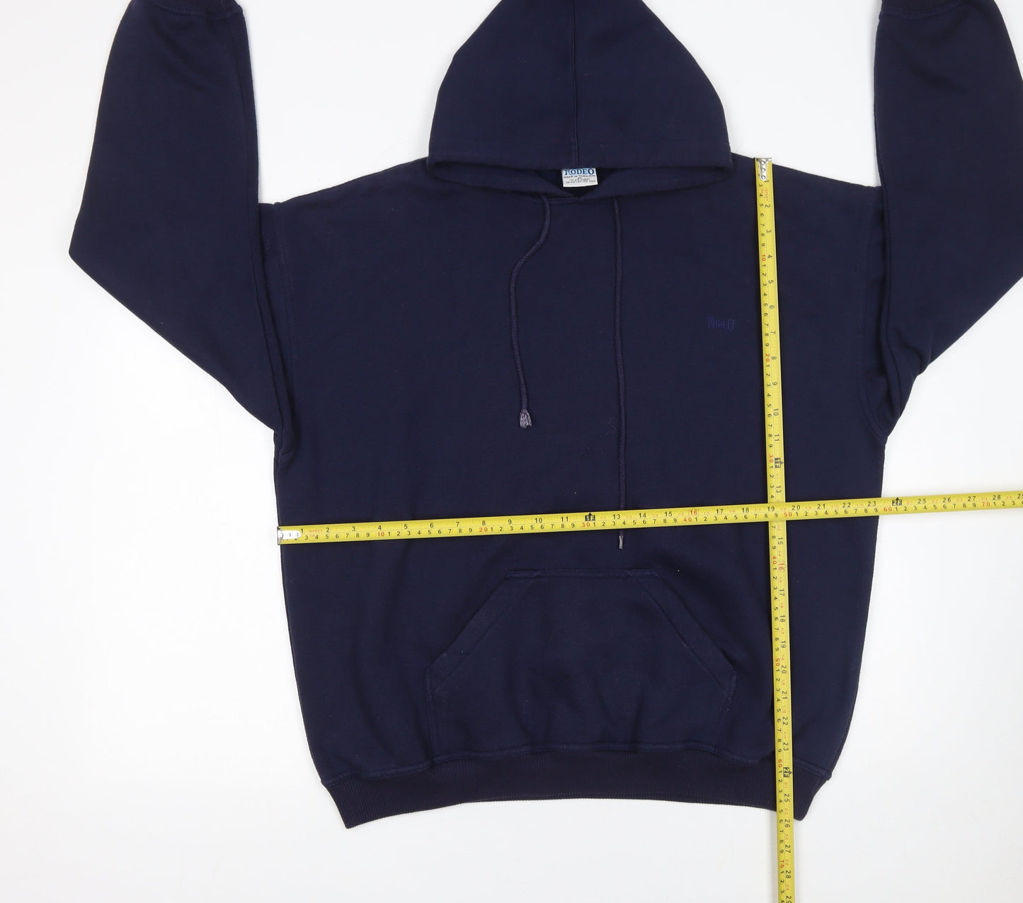 Rodeo Men’s Blue Pullover Hoodie Size M Regular Fit Fleece