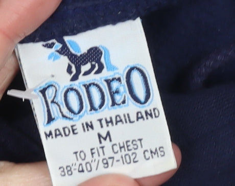 Rodeo Men’s Blue Pullover Hoodie Size M Regular Fit Fleece