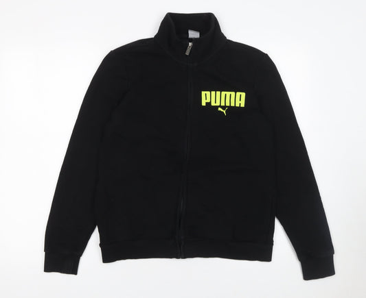 Puma Womens Black Full Zip Hoodie Sweatshirt Size L Logo Design