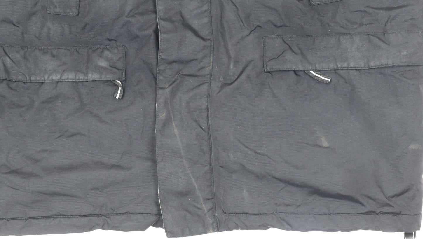 Kooga Men's Black Ospreys Rugby Parka Jacket Size M Hooded Waterproof