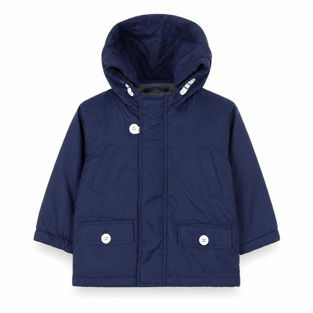 Next Unisex Baby Blue Hooded Nylon Parka Jacket 9-12 Months Lined Buttons