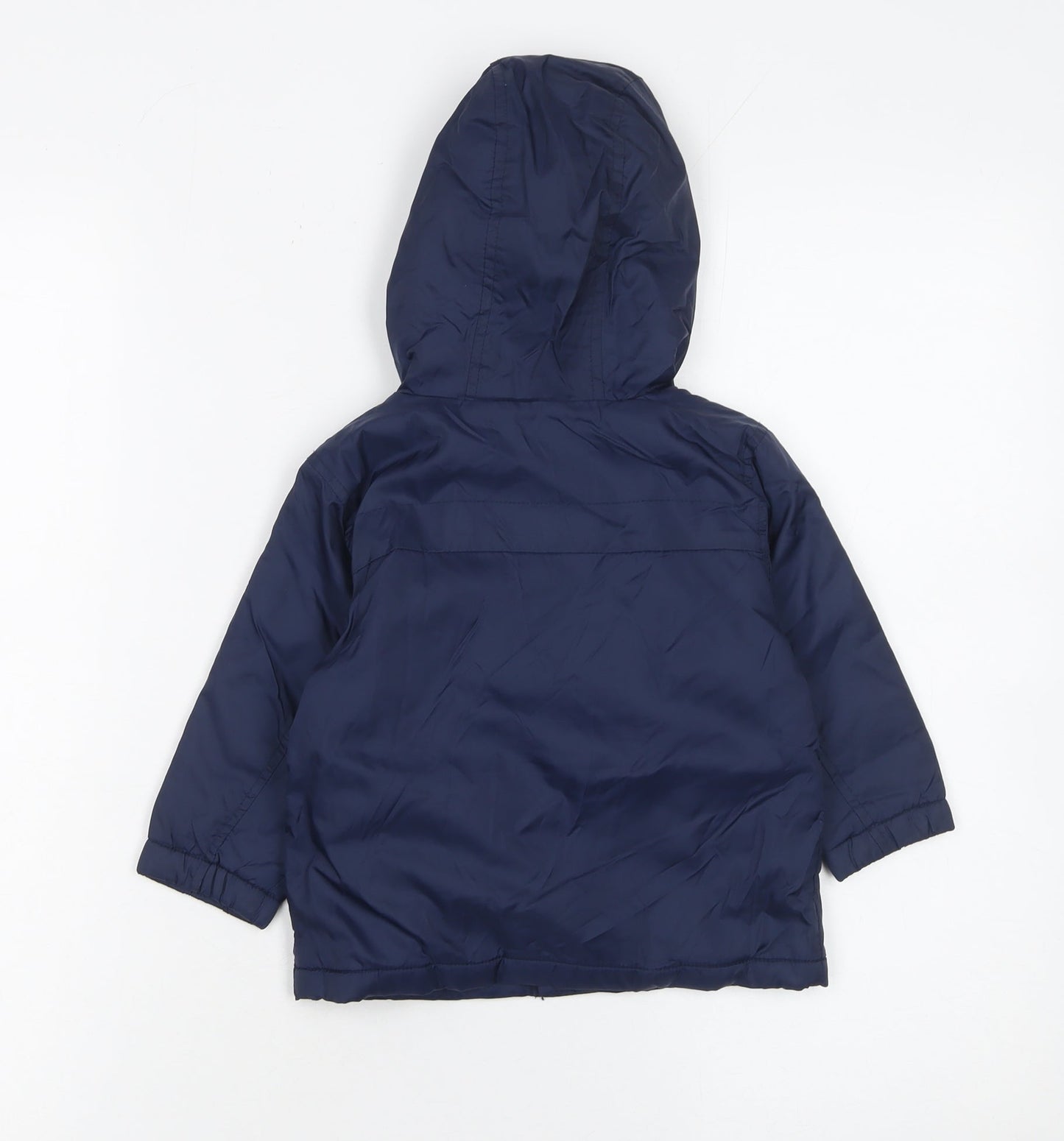 Next Unisex Baby Blue Hooded Nylon Parka Jacket 9-12 Months Lined Buttons