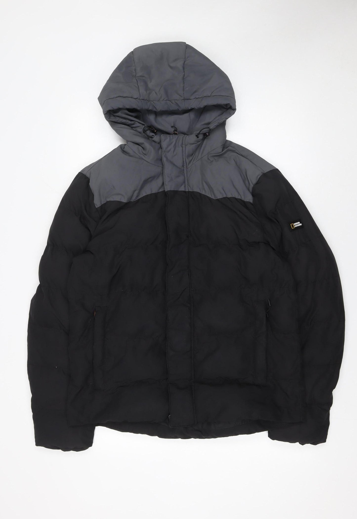 National Geographic Men's Black M Puffer Jacket Hooded Insulated Winter Coat