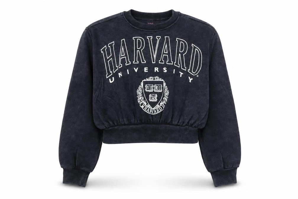 Marks & Spencer Girls Black Harvard Logo Pullover Sweatshirt 9-10 Years