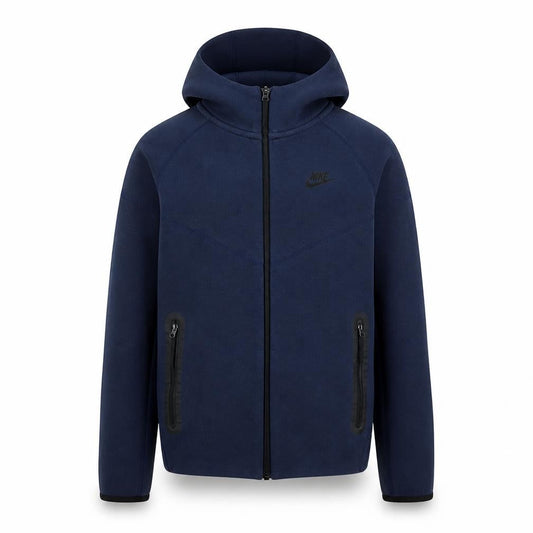 Front view of Nike boys’ blue full zip hoodie large 13-14 years cotton blend sportswear