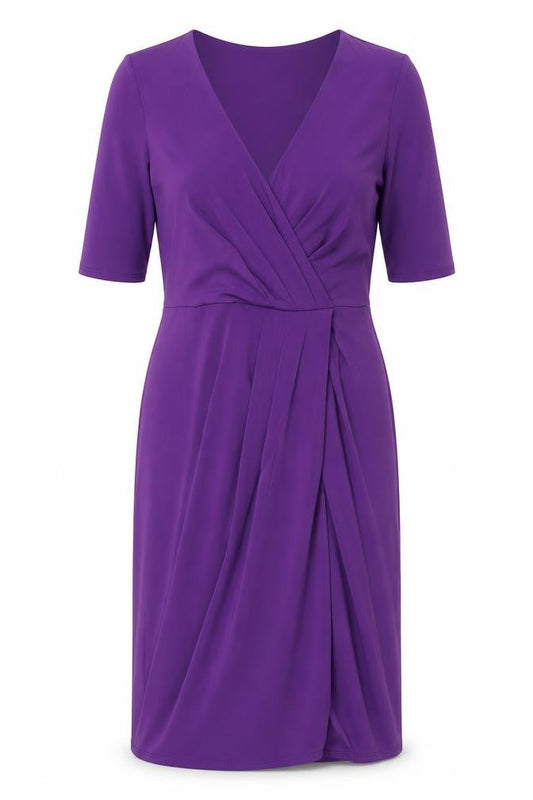 Kaliko Women’s Purple Wrap Knee Length Dress Size 10 Ruched Elegant