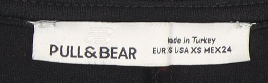 PULL&BEAR Womens Black XS Bodycon Mesh Short Sleeve Dress