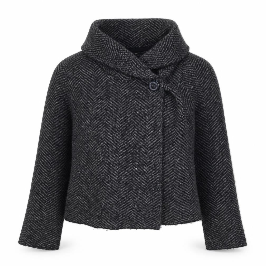 Max Studio Women’s Grey Herringbone Cardigan Small Wool Blend