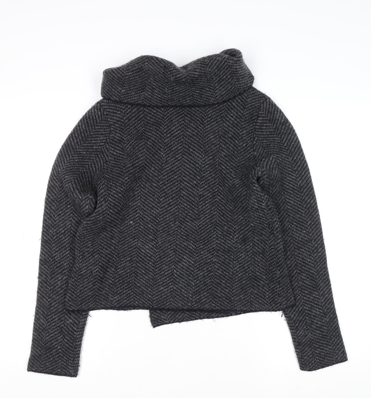 Max Studio Women’s Grey Herringbone Cardigan Small Wool Blend