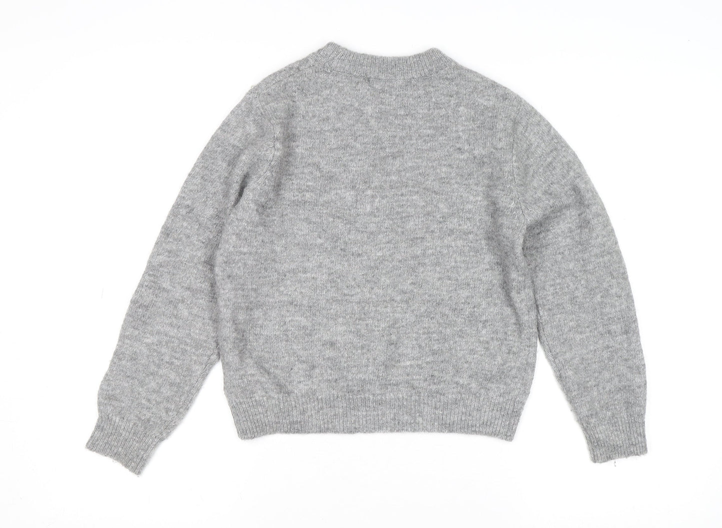 H&M Teens Grey Beaded Crew Neck Long Sleeve Knit Jumper Size 8