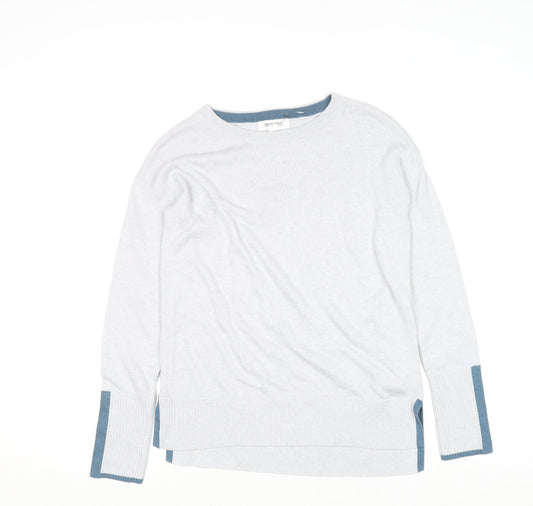 White Stuff Women's White Crew Neck Cotton Blend Jumper Size 6