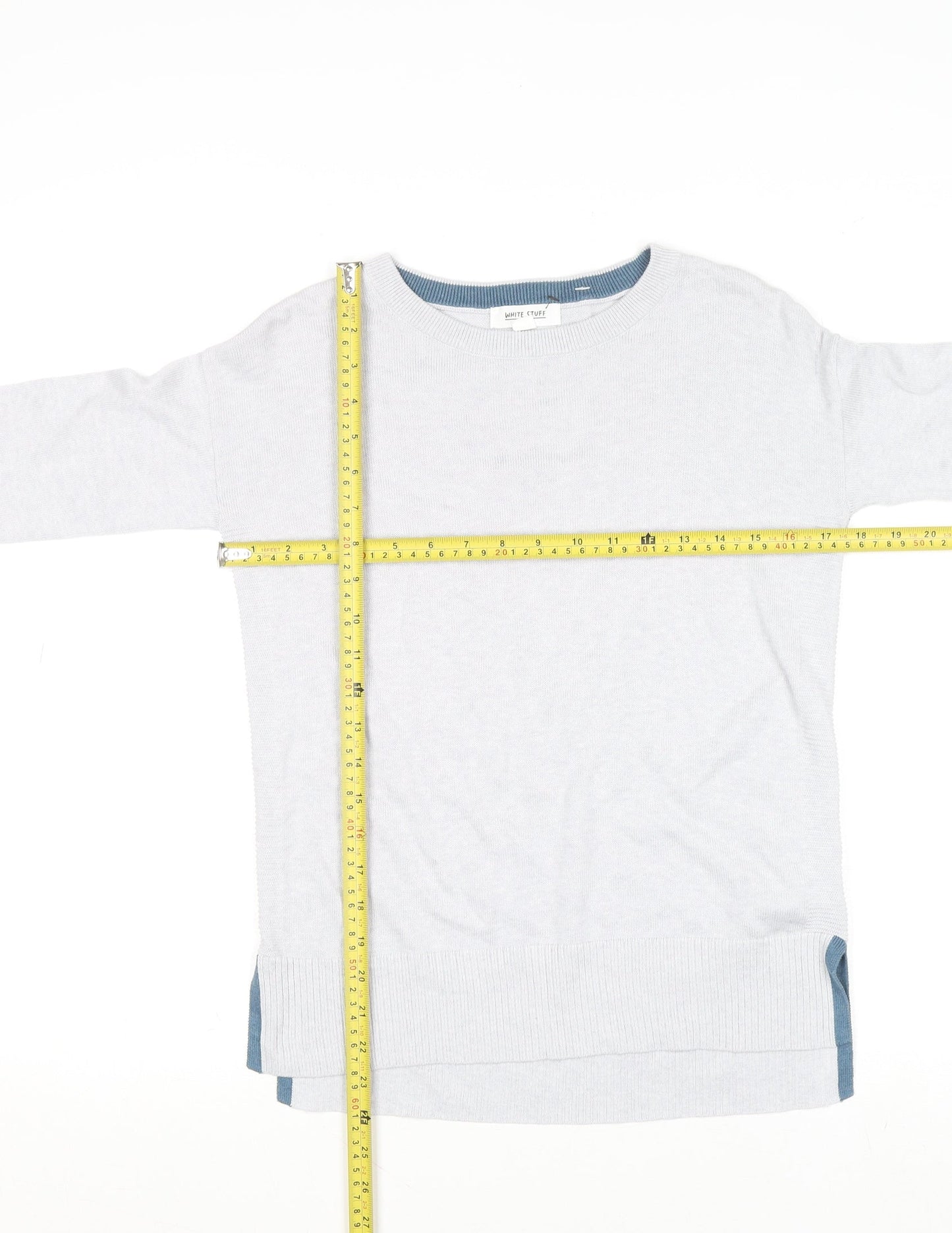 White Stuff Women's White Crew Neck Cotton Blend Jumper Size 6