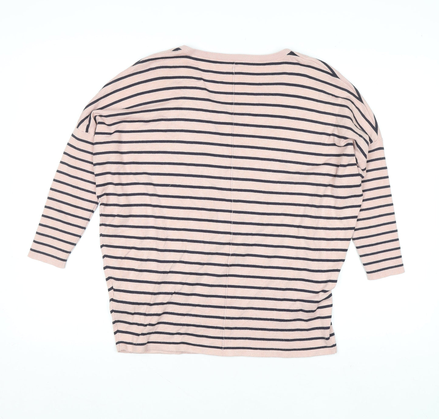 Saint Tropez Women’s Pink Striped V-Neck Relaxed Knit Jumper S