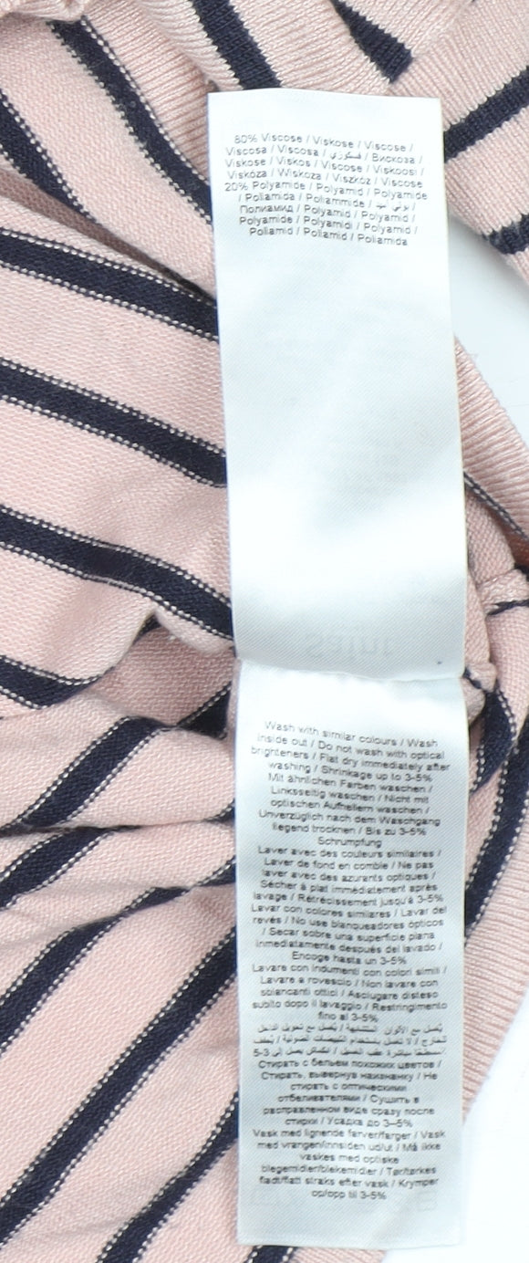 Saint Tropez Women’s Pink Striped V-Neck Relaxed Knit Jumper S