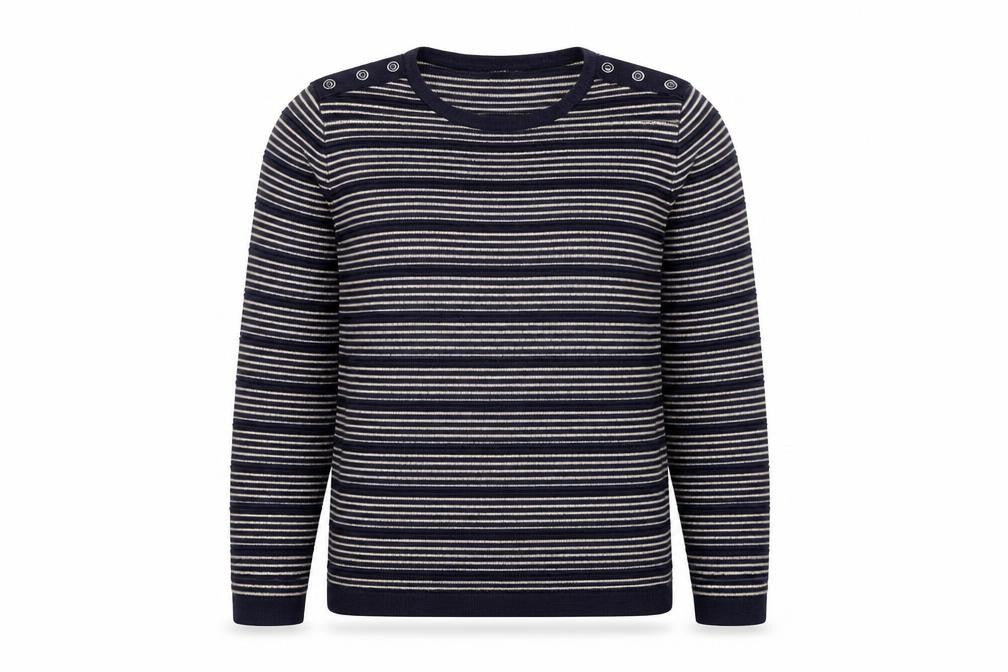 ISLE Womens Blue Striped Button Shoulder Jumper Size M 14-16