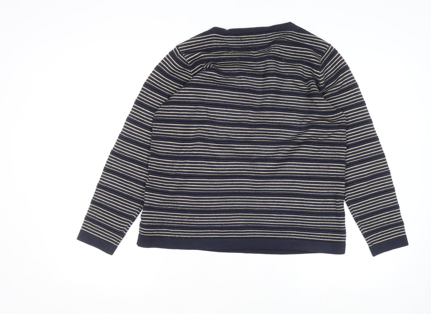 ISLE Womens Blue Striped Button Shoulder Jumper Size M 14-16