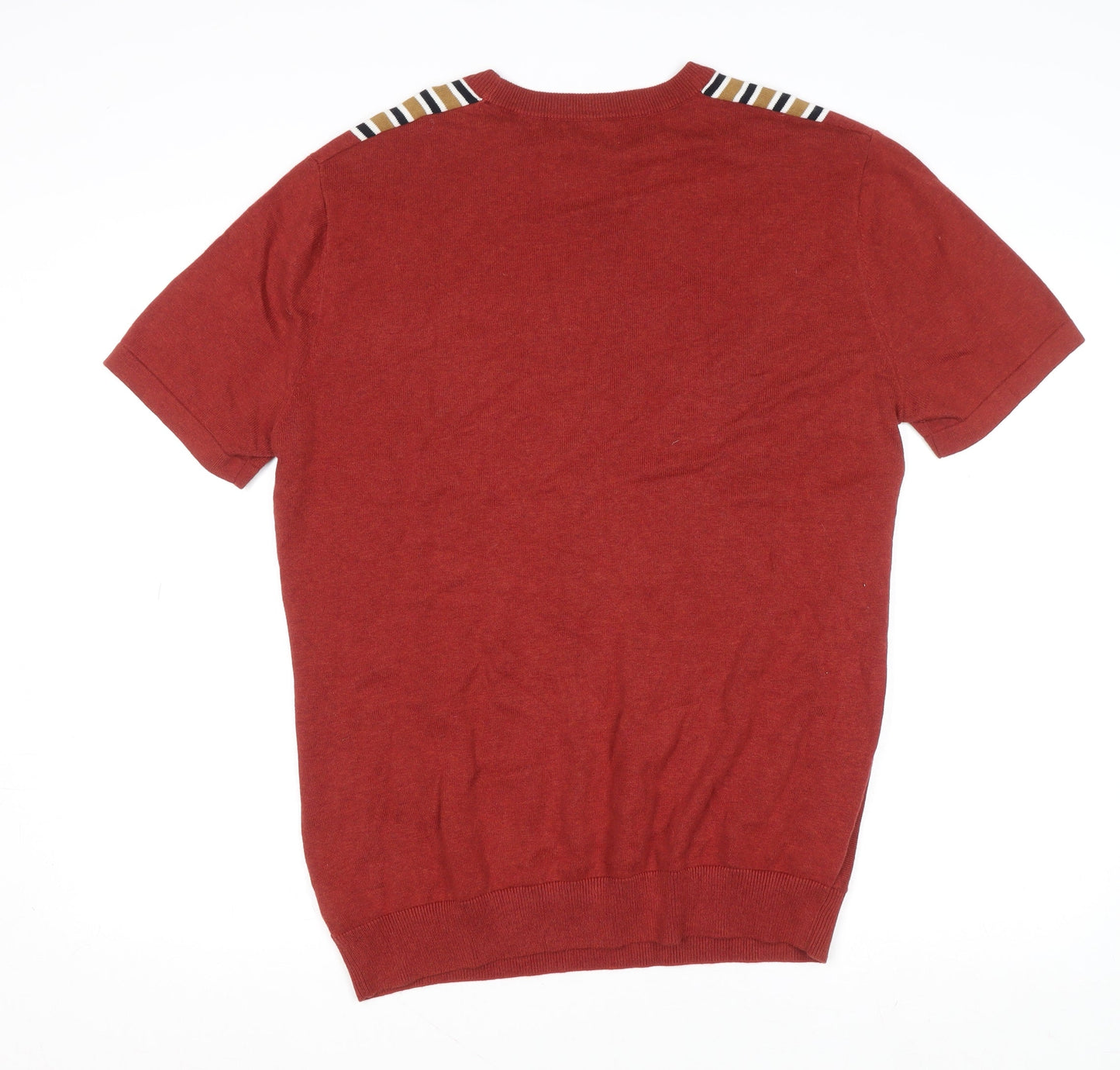 Next Women’s Red Striped Cotton Short Sleeve T-Shirt Size L