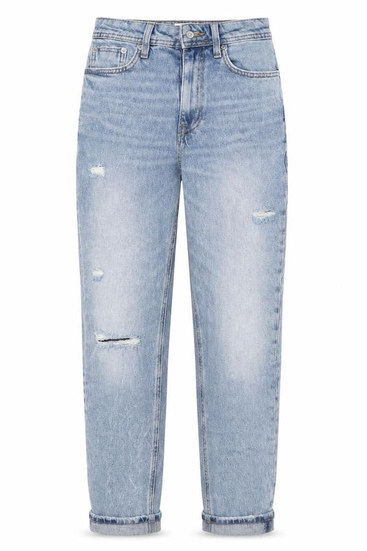 River Island Women Blue Size 6 Mom Distressed High Rise Jeans