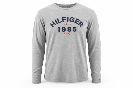 Tommy Hilfiger Men's Grey Long Sleeve Graphic Cotton Top M