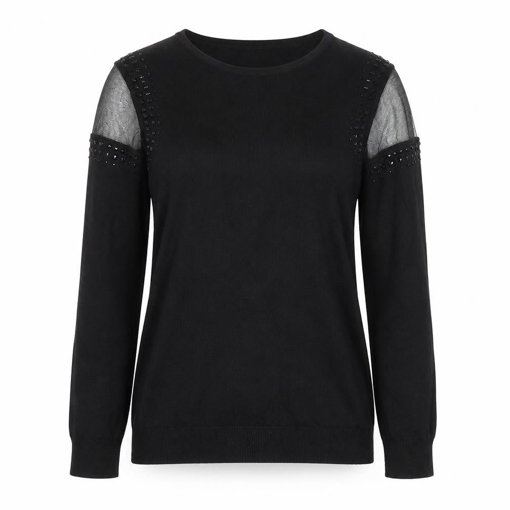 Wallis Petite Women's Black Beaded Cold Shoulder Jumper Size 8