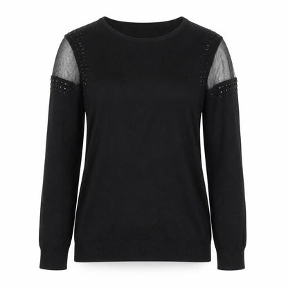 Wallis Petite Women's Black Beaded Cold Shoulder Jumper Size 8