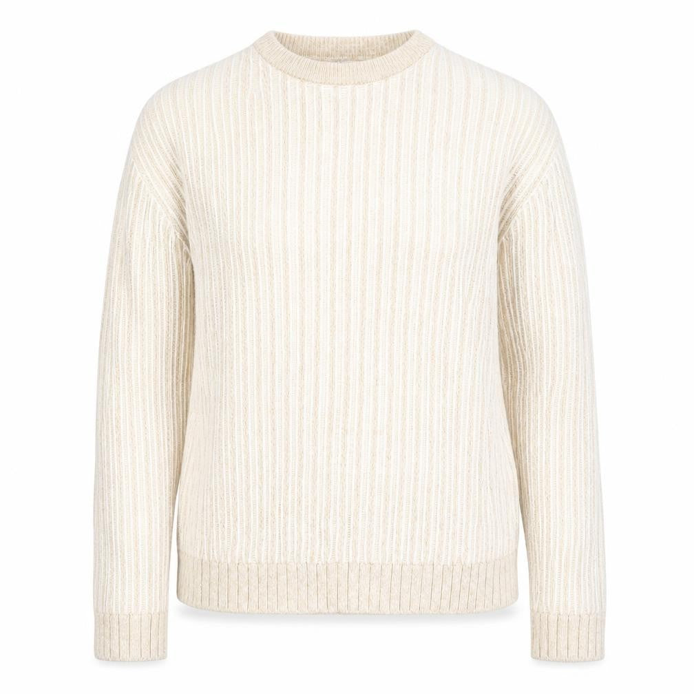 Zara Womens Beige Ribbed Knit Cotton Crew Neck Jumper Size L
