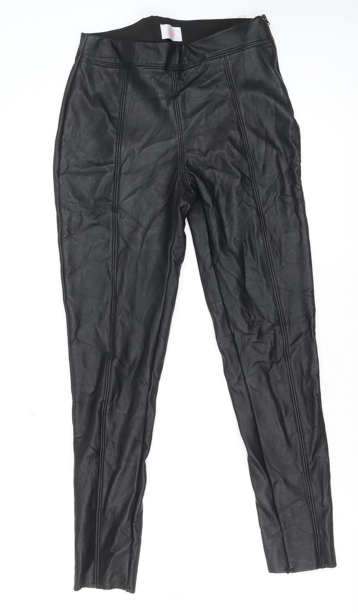 Savida Women’s Black Faux Leather Leggings Size 10 Slim Fit