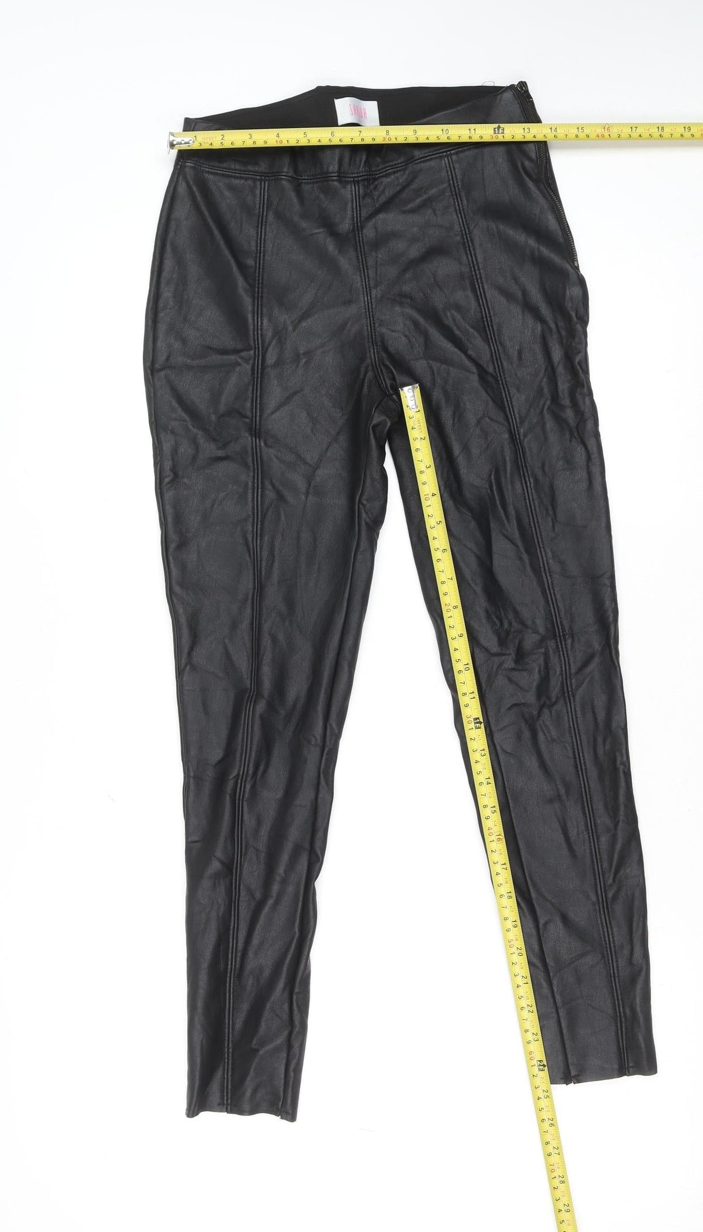 Savida Women’s Black Faux Leather Leggings Size 10 Slim Fit