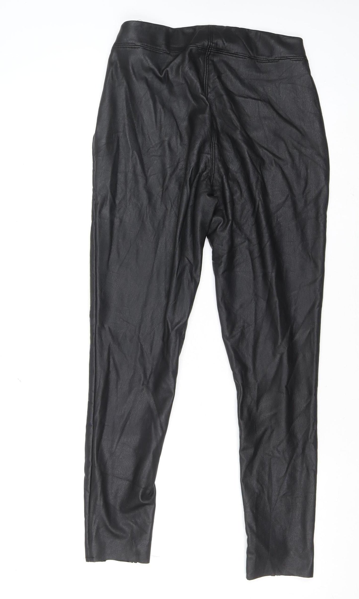 Savida Women’s Black Faux Leather Leggings Size 10 Slim Fit