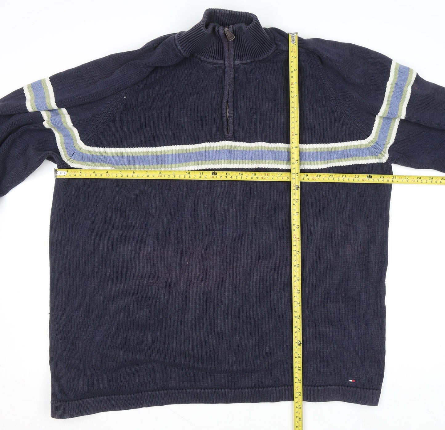 Tommy Hilfiger Men’s Blue 2XL Half Zip Cotton Jumper