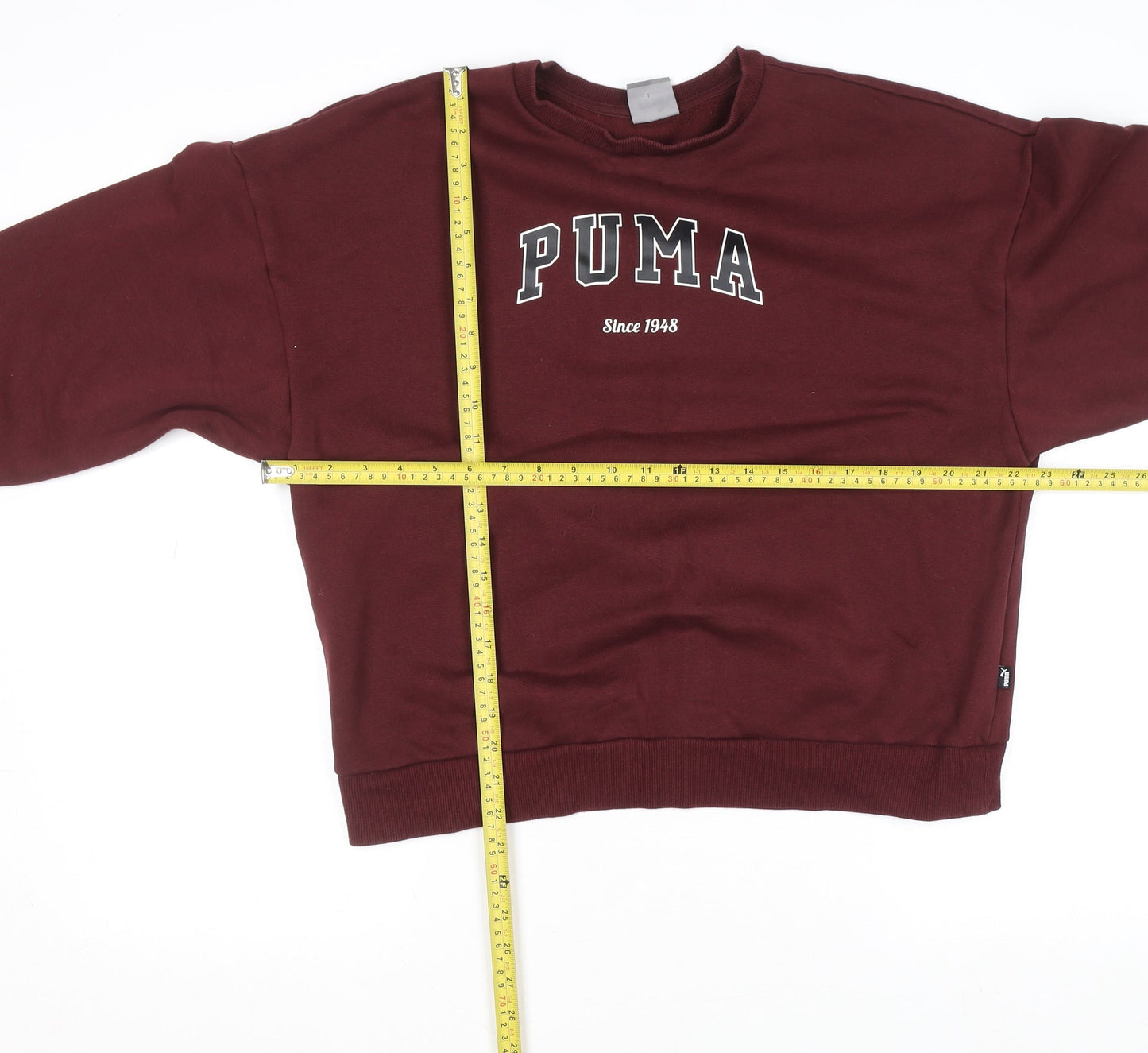 Puma Women's Burgundy Pullover Sweatshirt Large Crew Neck Logo Print