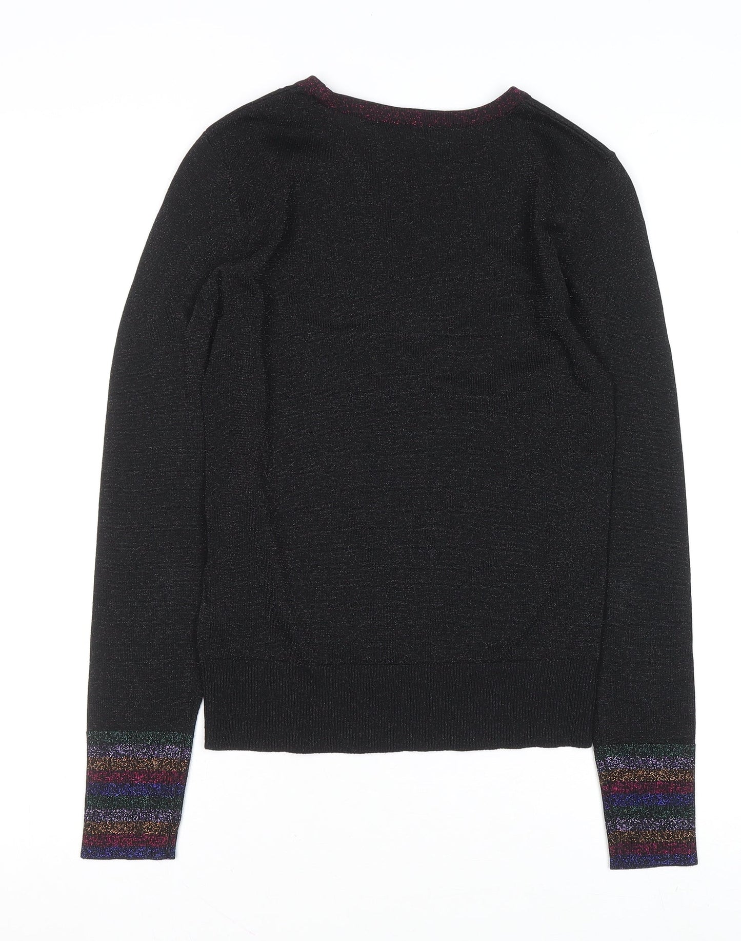 Warehouse Women’s Black Glitter Trim Crew Neck Jumper Size 12