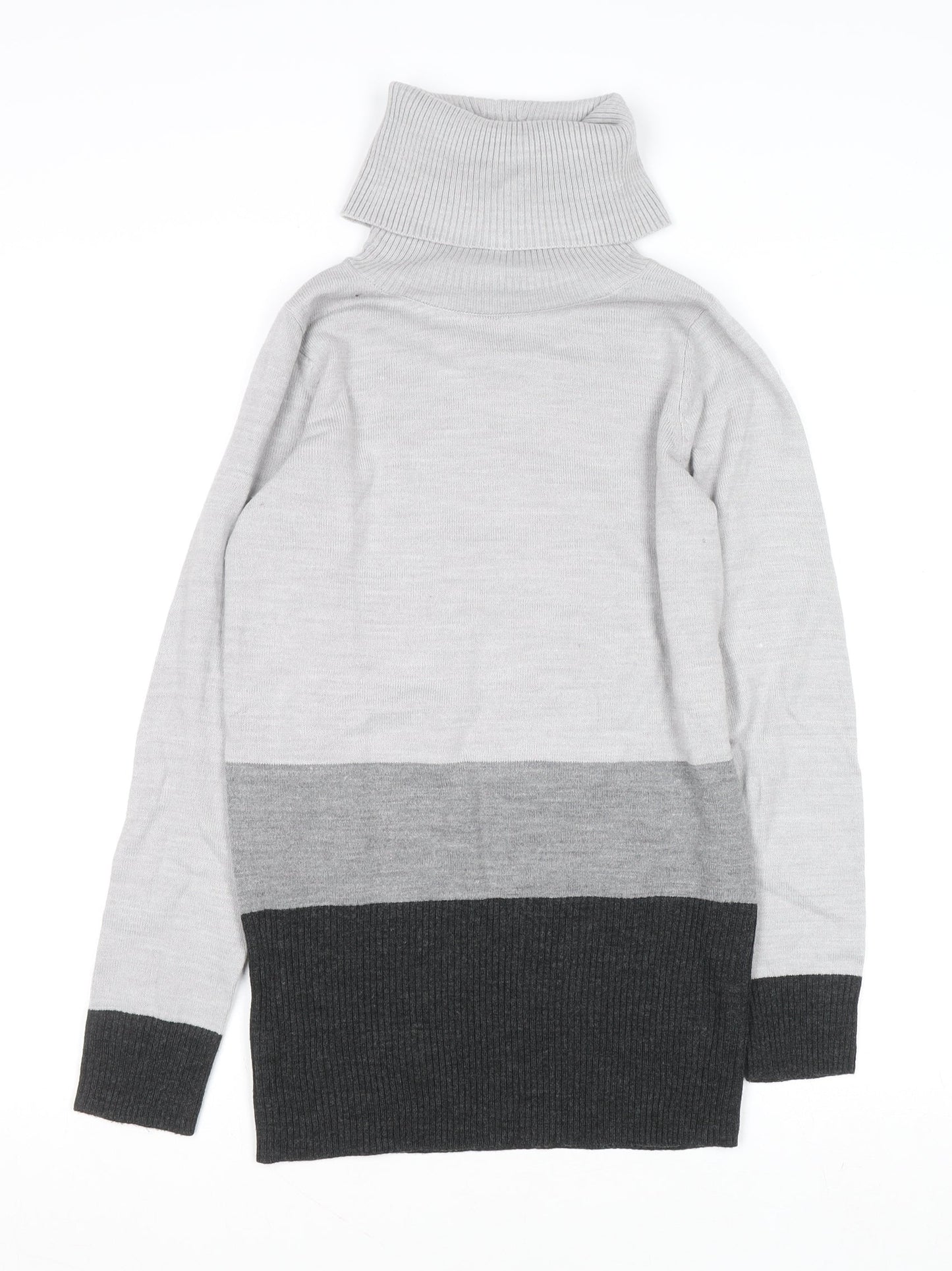 Marks and Spencer Womens Grey Roll Neck Acrylic Jumper Size 6