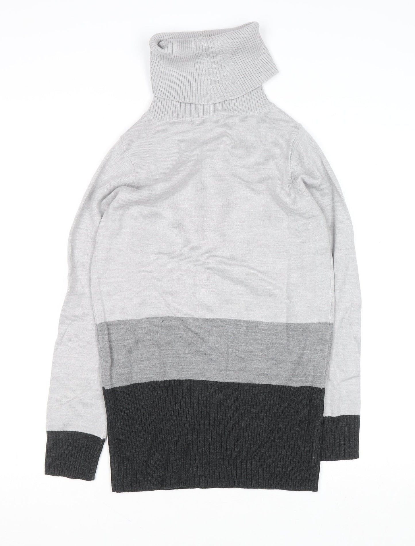 Marks and Spencer Womens Grey Roll Neck Acrylic Jumper Size 6