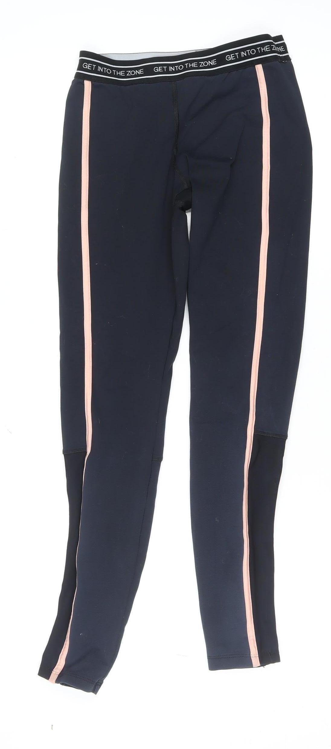 Forever 21 Women's Black Pink Side Stripe Athletic Leggings Size S