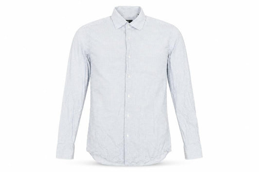 Hugo Boss Men’s Blue Slim Fit Geometric Button-Up Long Sleeve Shirt Size 15
