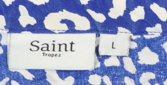 Saint Tropez Women’s Blue Animal Print Viscose Shift Dress L