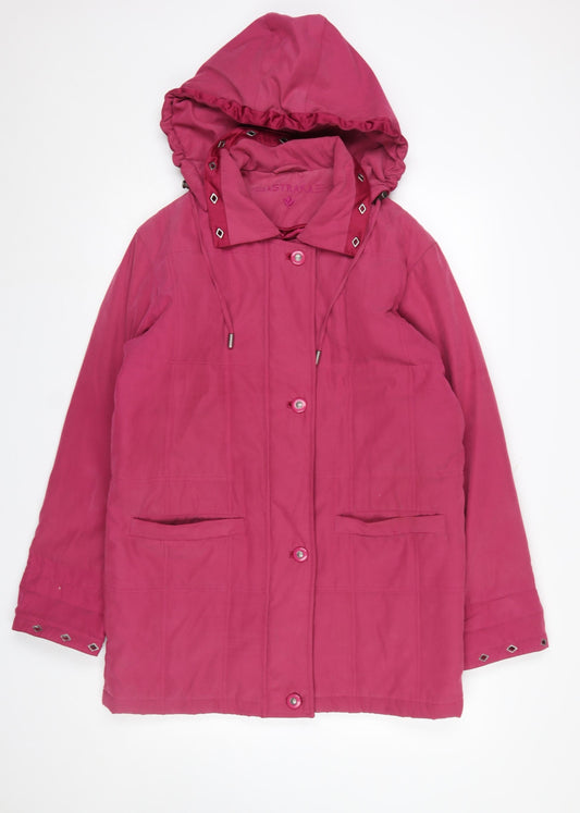 Astraka Women’s Pink Hooded Parka Coat Size S Mid-Length Polyester