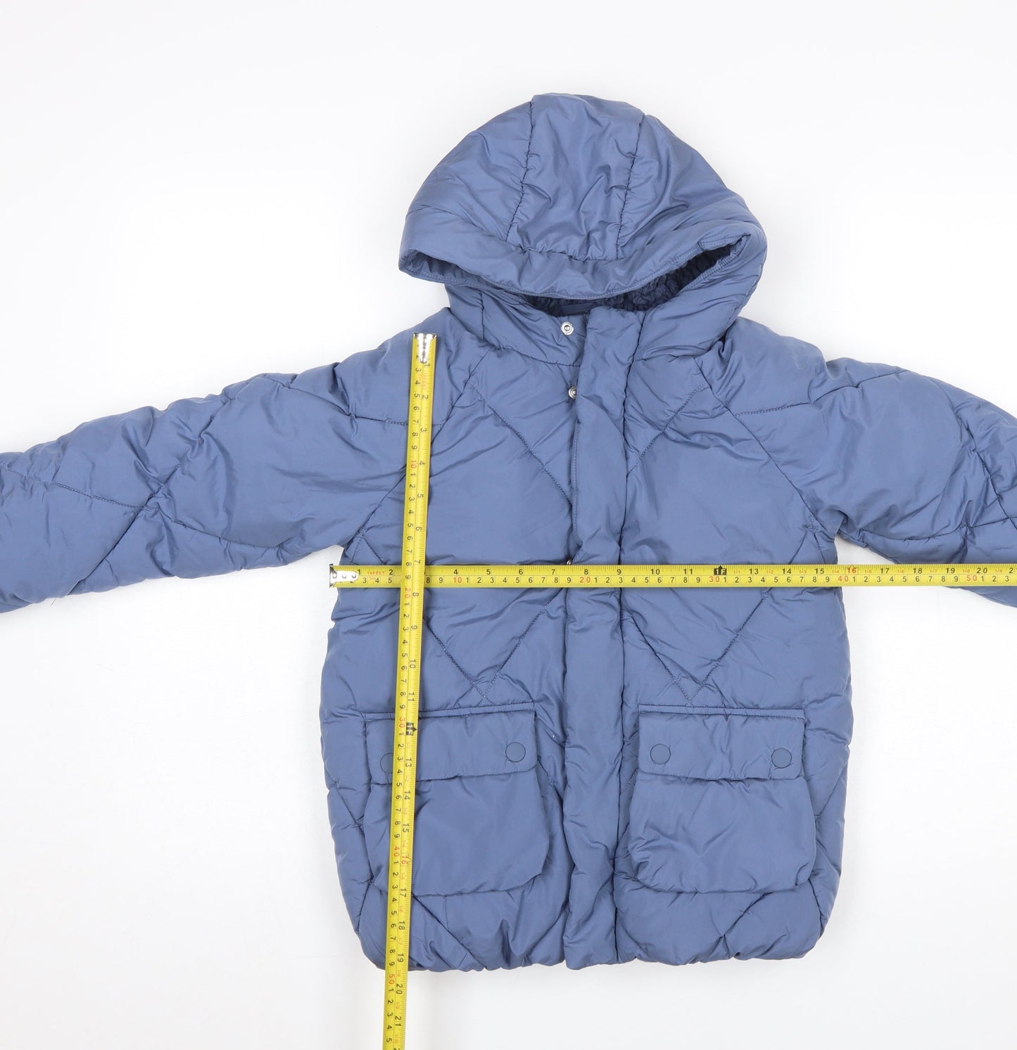 Marks and Spencer Boys Blue Hooded Puffer Jacket 6-7 Years Winter Coat
