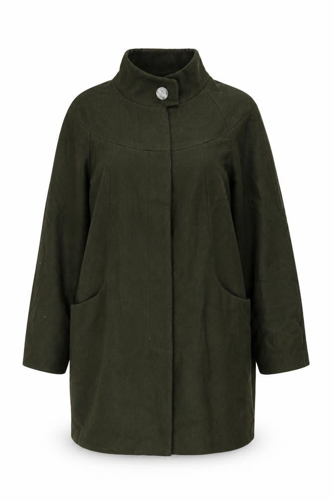 F&F Womens Green Wool Blend Overcoat Size 16 Mid-Length Jacket