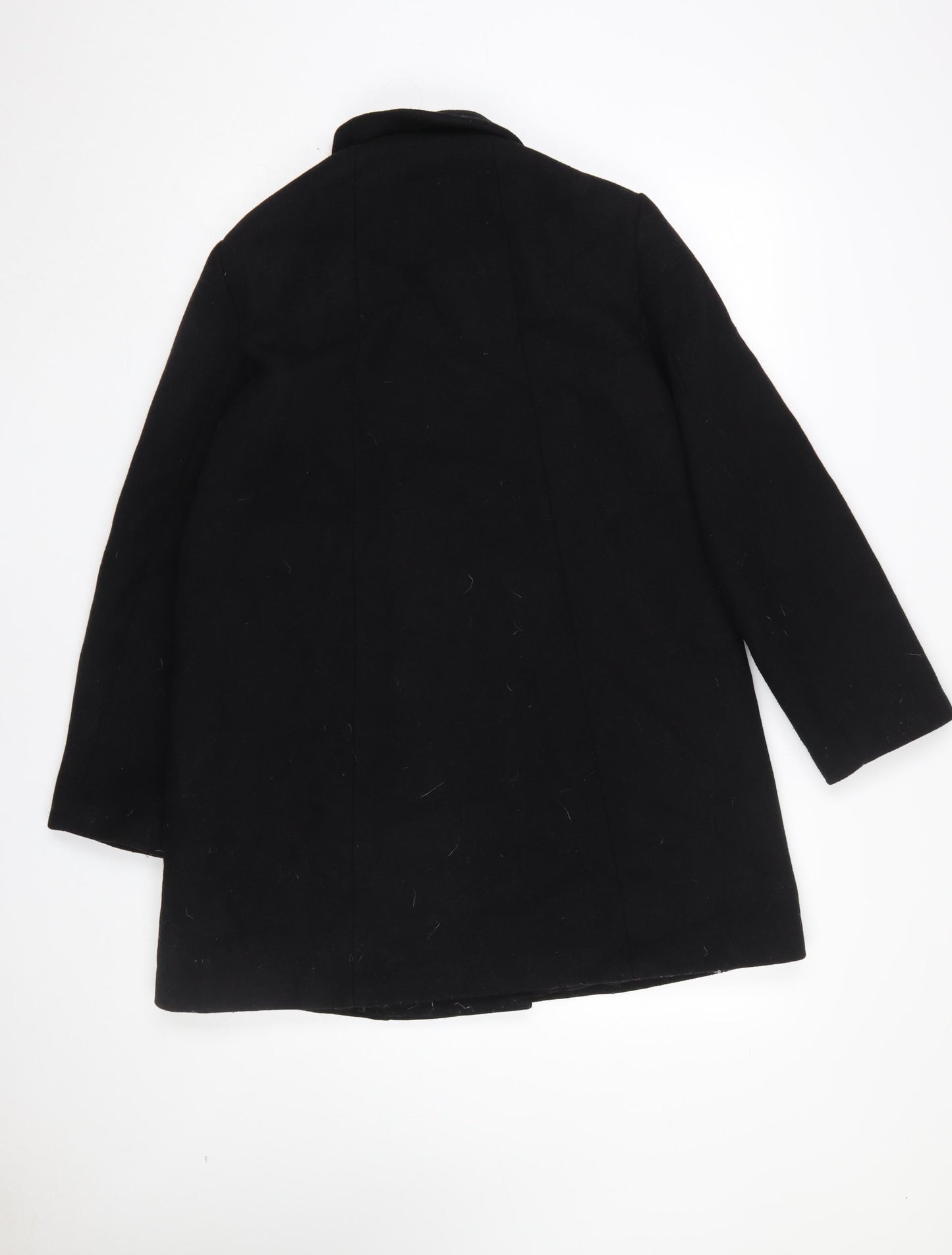Mango Womens Black Wool Blend Mid-Length Overcoat Size 12