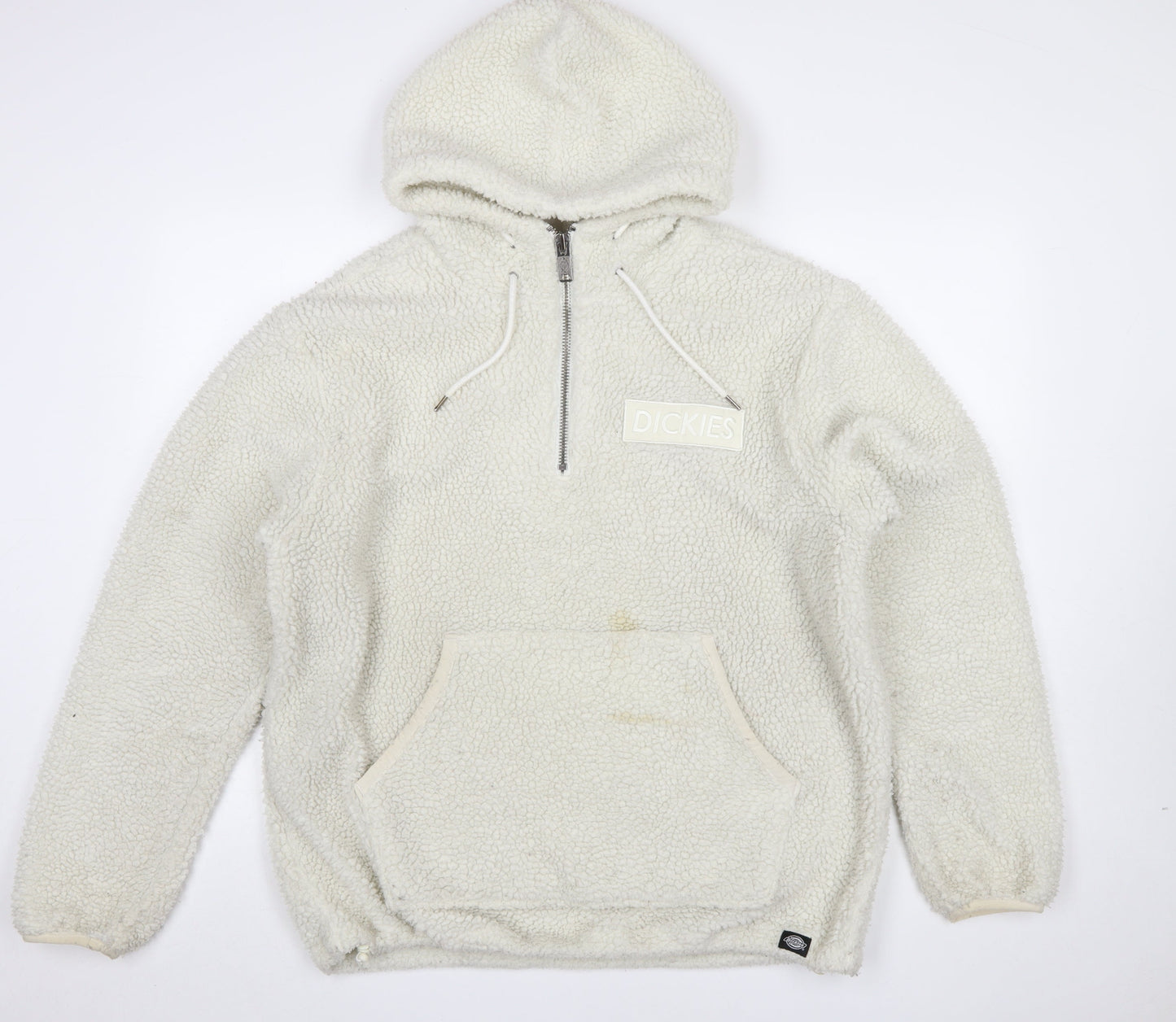 Dickies Mens Ivory Fleece 1/2 Zip Hoodie XL Hooded Sweatshirt